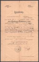 1921 Állampuszta, M. Kir. Orsz. Büntetőintézet által kiállított igazolvány / szabadulólevél