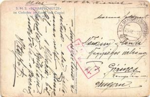 1918 SMS Scharfschütze im Gefechte im Kanal von Corsini am 24. Mai 1915. / SMS Scharfschütze az Oszt...