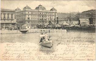 1901 Fiume, Rijeka; Palazzo Adria / palace, port, steamship (EK)