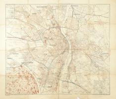 Budapest térképe, kiadja: Magyar Földrajzi Intézet, szakadásokkal, 77×94 cm