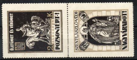 1921 Életünket és vérünket Pozsonyért + Szent László védi Nagyváradot! irredenta levélzáró pár