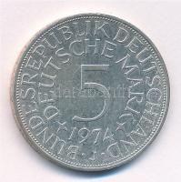 NSZK 1974J 5M Ag T:2 GFR 1974J 5 Mark Ag C:XF Krause KM# 112