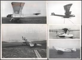cca 1920/1930 Gyári fotók repülőgépekről, 27 db, 13×19 és 19×24 cm