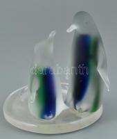 Pingvin formájú mécsestartó. Anyagéban színezett, jelzett, kis sérüléssel 13 cm