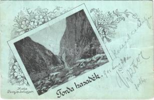 1901 Tordai-hasadék, Cheile Turzii, Torda, Turda; hasadék. Kiadja Füssy és Sztupjár / gorge. Art Nouveau, floral (fa)