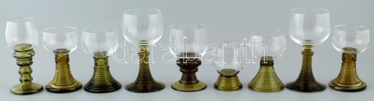 9 darabos Römer iparművész pohár gyűjtemény, klf méretben, alakban