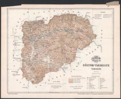 1897 Zólyom vármegye térképe,1:350.000, tervezte: Gönczy Pál, Pallas Nagy Lexikona, Bp., Posner, szélén kisebb szakadás, 23,5x29,5 cm