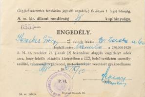 1940 Egy hónapos tanulásra jogosító vezetői engedély