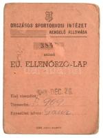 1948 Országos Sportorvosi Intézet EÜ ellenorzó lap. Nagyrészt kitöltetlen
