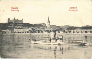 1907 Pozsony, Pressburg, Bratislava; vár, POZSONY gőzhajó / castle, steamship (EK)