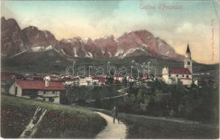 1907 Cortina dAmpezzo (Südtirol); general view, church (EK)