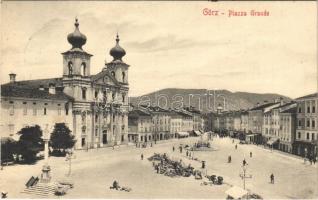 1907 Gorizia, Görz, Gorica; Piazza Grande / market square, shops