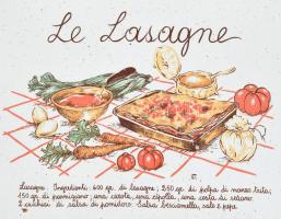 Lasagne tányérkészlet, kerámia, 6 + 1 db, nagy tál: 25×40 cm