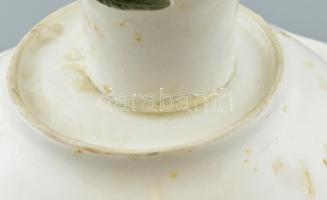 Fajansz süteményes kínálótál jelzés nélkül, talp és tál illeszkedésénél ragasztott, ragasztónyomokka...