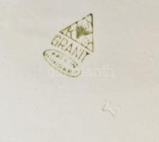 Gránit süteményes tál. Kézzel festett, jelzett,kopásokkal. 38 cm