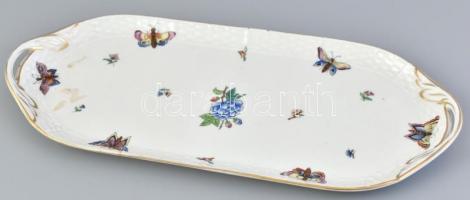 Herendi Viktória mintás porcelán 3db sütis tányér (1941) d:18,5cm, 1 db szendvicses tál, 36x15cm. Je...