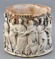 Mitológia jelenetes váza, kerámia, kopott, sérült, m:12, d:13cm
