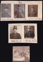 cca 1912-1914 Kis méretű katonai portrék 2 db papírlapra ragasztva, kórházi életkép, összesen 6 db, 4,5×5 cm