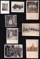 cca 1917-1945 Vegyes katonai fotó tétel, főként a II. világháborúból, közte bőrruhás motorosfutár pihenője és kártyázó katonák, 6×4 és 9×6 cm közötti méretekben