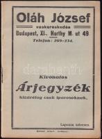 1938 Bp. XI., Oláh Viktor vaskereskedésének kivonatos árjegyzéke iparosoknak, sok képpel, 16p
