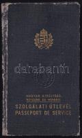 1943 Magyar Királyság által kiállított, fényképes szolgálati útlevél dr. Glósz Ödön részére