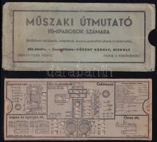 cca 1930-1940 Műszaki útmutató fémiparosok számára, beállítható táblázatok, számítások, hasznos gyakorlati adatok és tudnivalók