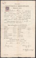 1920 Kispest, leányiskolai bizonyítvány Einhorn Rózsi izraelita vallású tanuló részére