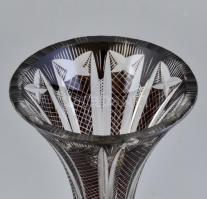 Ezüst (Ag) talpú kristály váza. Lepattanással Jelzett, m: 19 cm