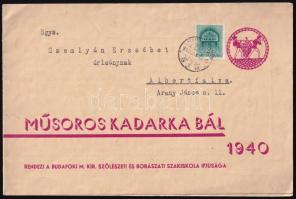 1940 Meghívó a Budafoki M. Kir. Szőlészeti és Borászati Szakiskola Ifjúsága által rendezett műsoros kadarka bálba