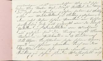 cca 1800-1880 Dekoratív bőrkötésű füzet, néhány oldalon német kézírással, aranyozott lapszélekkel. h...