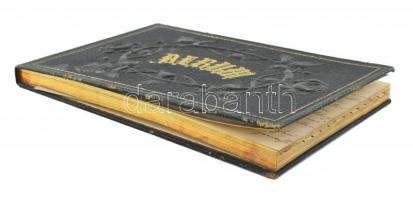cca 1800-1880 Dekoratív bőrkötésű füzet, néhány oldalon német kézírással, aranyozott lapszélekkel. h...