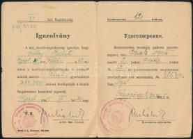 1945 kétnyelvű orosz magyar igazolvány kerékpár számára