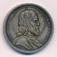 1938. 5P Ag "Szent István" T:2 patina Adamo P8.1