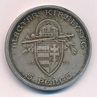 1938. 5P Ag "Szent István" T:2 patina Adamo P8.1