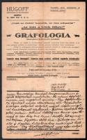cca 1920 Hugoff Grafológus és Asztrológus kitöltött kérdőíve és részletes analízise a megrendelőnek