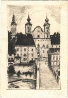 1945 Steyr, St. Michaelerkirche und Ex-Spitalkirche / church and former hospital church (fa)