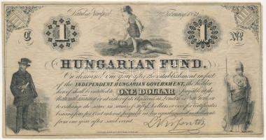 1852. 1$ C Kossuth bankó kiolvashatatlan sorszámmal T:III Hungary 1852. 1 Dollar C Hungarian Fund with unreadable serial number C:F
