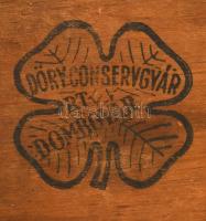 cca 1920-1930 Dőry Conservgyár Rt. Dombóvár bonbonos fa doboz, kissé sérült, 17,5x11x4 cm