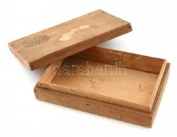 cca 1920-1930 Dőry Conservgyár Rt. Dombóvár bonbonos fa doboz, kissé sérült, 17,5x11x4 cm