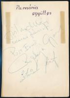 cca 1969 A Pannónia együttes tagjainak aláírásai papírlapon
