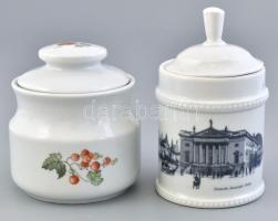 Wawel és Wallendorf porcelán cukortartók, 2 db. Matricás, jelzett, minimális kopással, m: 14 cm, 11 cm