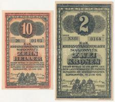 Sopronnyék / hadifogolytábor 1916. június 16. 10f arab sorozat- és sorszám + 2K római sorozat- és ar...