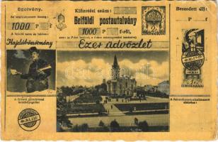 1950 Hajdúböszörmény, Ezer üdvözlet. Belföldi postautalvány (EK)