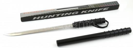 Óriás vadász kés, tőr, fém markolattal, rácsavarható fém hüvellyel 56 cm eredeti dobozában