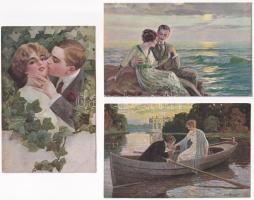 25 db RÉGI motívum képeslap vegyes minőségben: romantikus párok / 25 pre-1945 motive postcards in mixed quality: romantic couples
