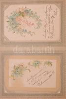 139 db RÉGI üdvözlő motívum képeslap viseltes albumban: sok litho / 139 pre-1945 greeting motive pos...