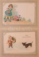 139 db RÉGI üdvözlő motívum képeslap viseltes albumban: sok litho / 139 pre-1945 greeting motive pos...