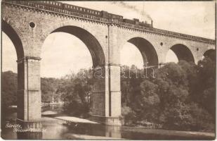 1927 Görlitz, Neisse Viadukt / railway bridge, viaduct, locomotive (fa)