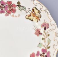 Zsolnay pillangómintás szendvicses készlet, 6 személyes, tálca + 6 db tányér. Kézzel festett, jelzet...
