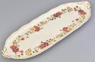 Zsolnay pillangómintás szendvicses készlet, 6 személyes, tálca + 6 db tányér. Kézzel festett, jelzet...